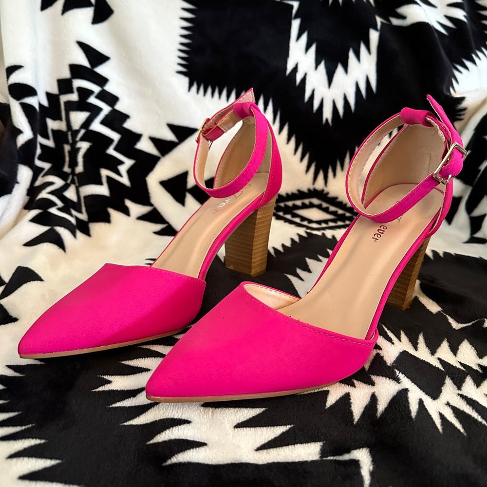 Forever Hot Pink Pointed Stiletto Heels Size 7.5